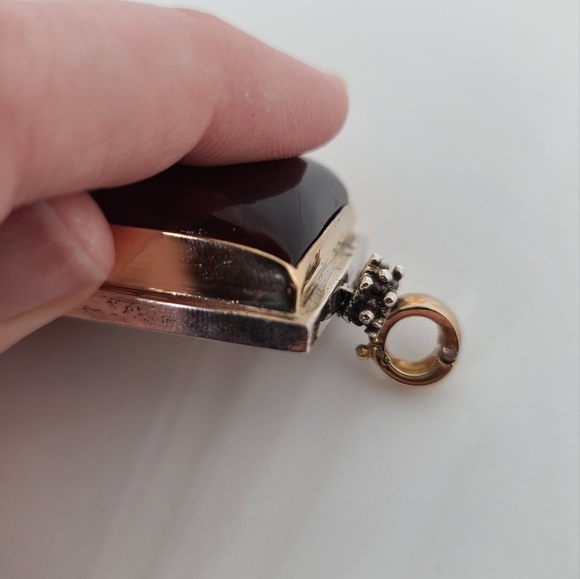 Michael Dawkins 925 & Yellow Gold Tiger's Eye Pendant With Open Bail - Picture 4 of 8